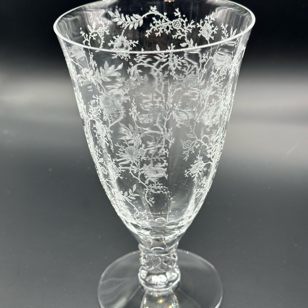 Elegant Fostoria Chintz Etched Glass Tea or Water Goblet - Picture 2 of 6